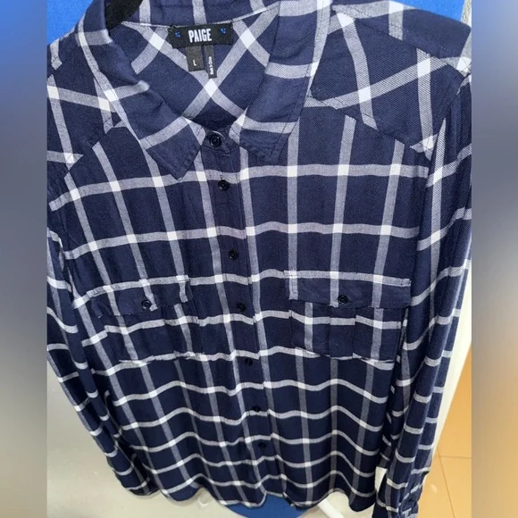 PAIGE Women’s Margeta Plaid Button Down Flannel Size Large - Picture 4 of 15